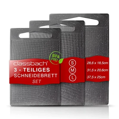 Afbeelding van Classbach® Kunststof Snijplank Set van 3 Vaatwasser Safe Keuken Pin Cut BPA Vrij Gemaakt PP Voedselveilig Zwart