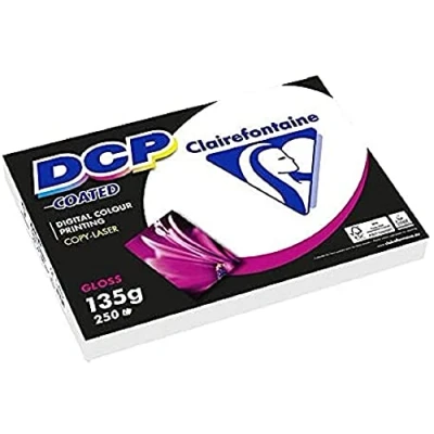 Afbeelding van Clairefontaine 6841C Printpapier, DCP, premium kopieerpapier voor kleurintensieve fotoafdrukken, DIN A4, 21 x 29,7 cm, 135 g, 1 Ries met 250 vellen, glanzend wit geschilderd