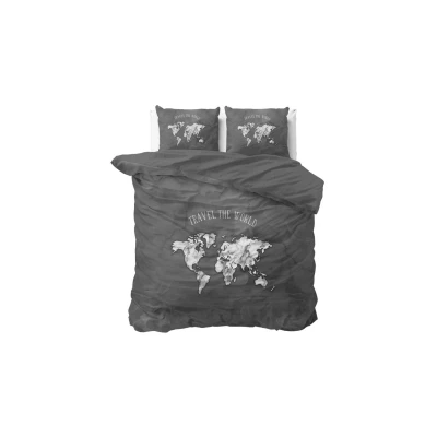 Afbeelding van Dekbedovertrek 1 Persoons 140x200 Sleeptime Katoen Grijs Inclusief Kussensloop