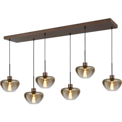 Afbeelding van Masterlight 6 lichts hanglamp Genua bruin met goud glas Ø 24cm 2971 15 130 25624
