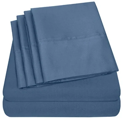 Afbeelding van Sweet Home Collection 6 delige lakens 1500 thread fijne microvezel diepe zak set extra kussenslopen, voordelig, King, Denim