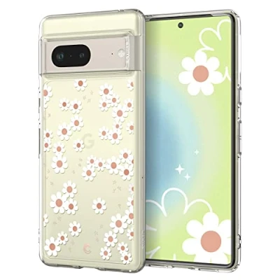 Afbeelding van CYRILL by Spigen Cecile Cover Compatibel met Pixel 7 (2022) Flower Flowers transparant patronen TPU Bumper beschermhoes White Daisy