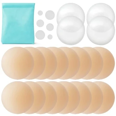Afbeelding van ILLURE® Nipple Cover (8 Pair) tepelschild voor vrouwen Herbruikbaar en wasbaar Dun zelfklevend van hoogwaardig silicone [8 cm Ø]