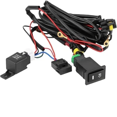 Afbeelding van DEWIN Mistlamp Bedradingsset, LED Lichtbalk Kabelboom 12V Universele Auto Aan/Uit Schakelaar Zekering Relais Kit
