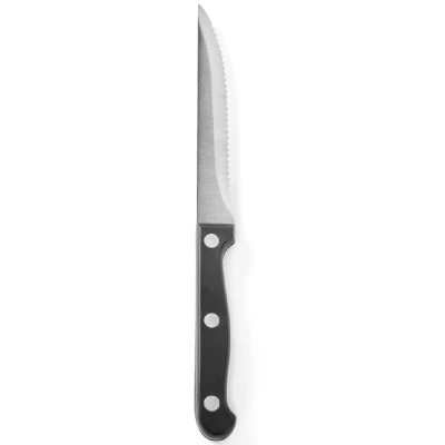 Afbeelding van HENDI Steakmessen set, 6 stuks, gekarteld lemmet, voor gegaard vlees, vleesmes, steakmes, koksmes, keukenmes, lengte lemmet: 105mm, 211x20x(H)12mm, roestvast staal, ABS, zwart