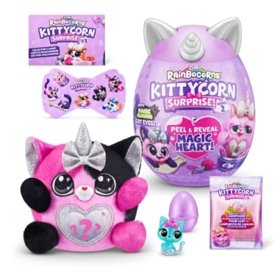 Afbeelding van Rainbocorns Kittycorn Surprise Series 7, Calico Cat, Collectible Pluche, 10 verrassingen om uit te pakken, kitten kat unboxing pluche speelgoed meisjes cadeau idee, stickers, leeftijd 3+ (Calico Cat)