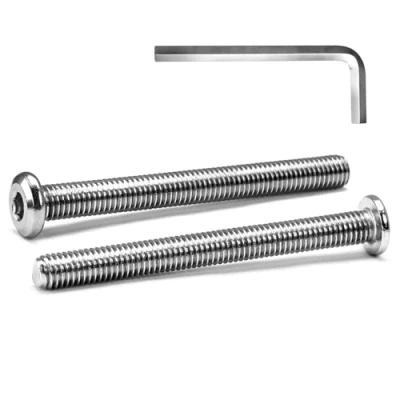 Afbeelding van MINHER M8 x 80 mm 10 stuks platte kop binnenzeskant schroeven bouten voor meubels, roestvrij staal A2 V2A, volledige schroefdraad (met inbussleutel)