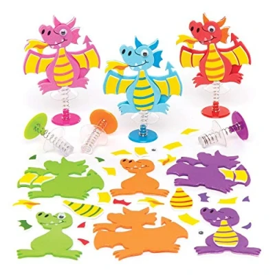 Afbeelding van Baker Ross Ltd hapiguren knutselset Draak (6 stuks) voor kinderen om samen te zetten en spelen, meerkleurig