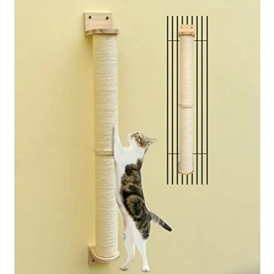 Afbeelding van MIAOGE Wandgemonteerde kattenkrabber, kattenmuur krabpalen en kattenplanken, muur kattenboom voor binnenkatten, kattenwandmeubels (Sisal Rope_Φ7)