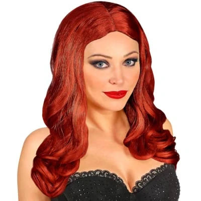 Afbeelding van Widmann Gotisch Kostuum Pruik Roxy Koper Rood Halloween Verkleedkleding
