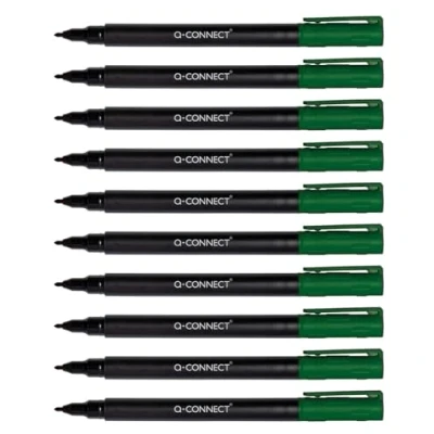 Afbeelding van Q Connect CD DVD BD Marker/Marker Pen Dikte: 0,6 mm/Groen / 10 stuks stuks/Waterbestendig/om op glas, kunststof, metaal, porselein, folie/op alcoholbasis/niet giftig