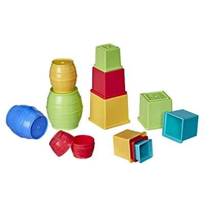 Afbeelding van Playskool stapelbare en ineenpassende beker blokkenset, speelgoed voor baby’s peuters vanaf 1 jaar, 16 delige set