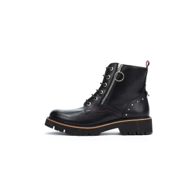 Afbeelding van Pikolinos Vicar platte enkellaarsjes voor dames van leer, Black 19, 39 EU
