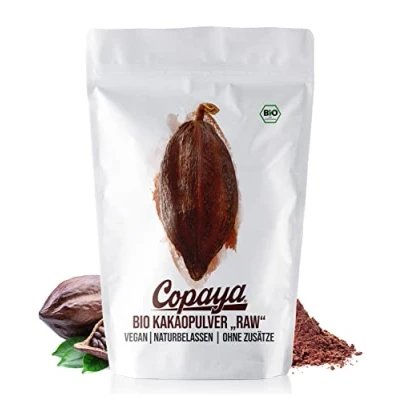 Afbeelding van Copaya cacaopoeder BIO 5 kg, ruw van biologische teelt, ongezoet, onmiskenbaar en intensief aroma, hoogwaardige caobonen, 11% vet, sterk ontolied, 5000 g, x 1000 g