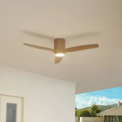 Afbeelding van Lucande LED plafondventilator Sorin, beige, DC, stil