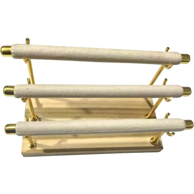 Afbeelding van Sieradenhouder Display voor Ringen 3 Lagen Hout en Fluweel 19x10x11 cm Beige