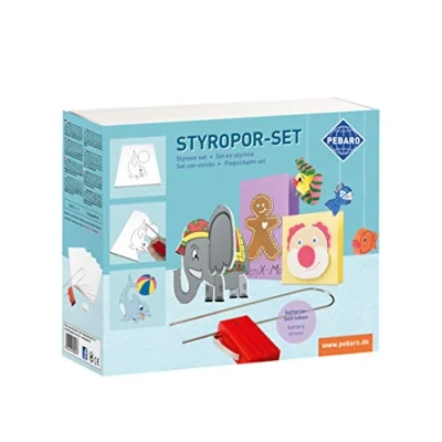 Afbeelding van Pebaro 800 set met op batterijen werkende piepschuimsnijder en 5 DIN A5 piepschuimplaten om vorm te geven piepschuim, perfect voor hobbyisten