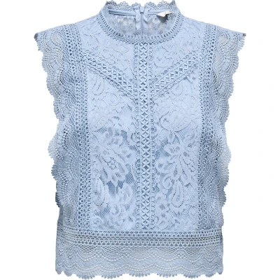 Afbeelding van ONLY Dames Onlkaro S/L Lace Top Noos WVN T shirt &amp; tops, Soft Chambray, XS