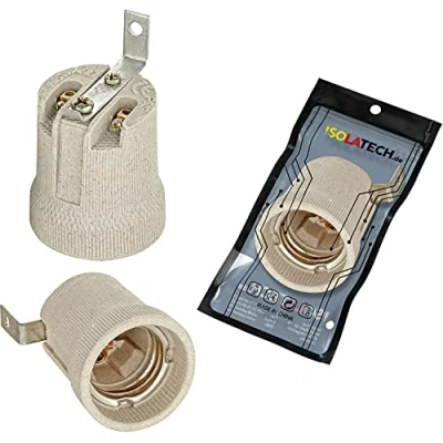 Afbeelding van ISOLATECH 1pc E27 grijze keramische fitting met montagebeugel/buitenbeugel (max.250V/4A) gloeilamp voor plafondinstallatie thuis badkamer keuken koelkast beugel