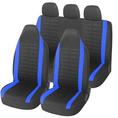 Afbeelding van Upgrade4cars Autostoelhoezen set voor pilotenstoelen complete in blauw universeel met geïntegreerde hoofdsteun Autoaccessoires interieur decoratie