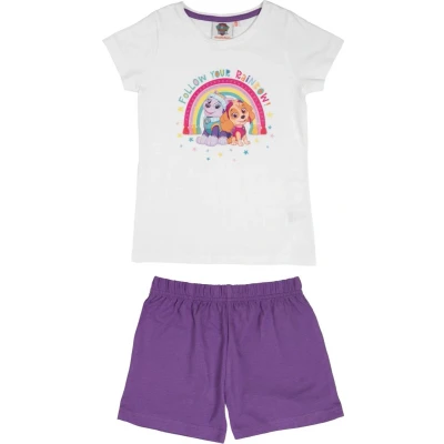 Afbeelding van Paw Patrol Pyjama / Shortama Wit Paars Katoen maat 110/116