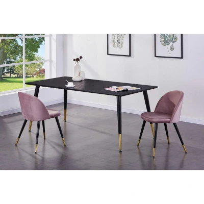 Afbeelding van Svea Pura rechthoekige eettafel 180 x 90 cm zwart/goud Hout
