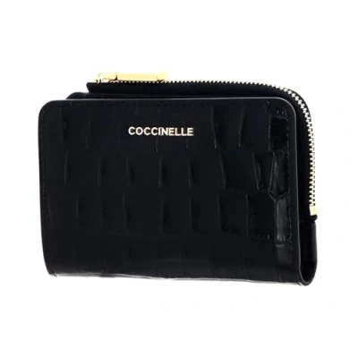 Afbeelding van Coccinelle Metallic Croco Shiny Soft Wallet Print Leather Noir, zwart