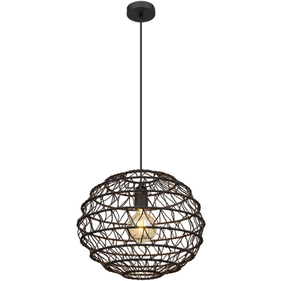 Afbeelding van Globo hanglamp Senni zwart metaal 39 cm E27 fitting 15689H1