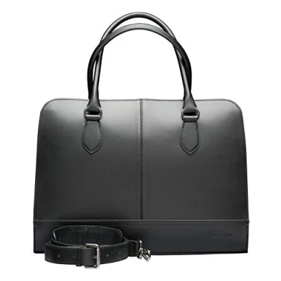 Afbeelding van Su.B Laptoptas 15 6 inch Handtassen Dames Split Leer Schoudertas met Laptopvak Zwart