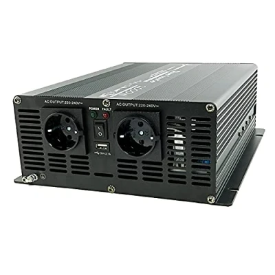 Afbeelding van solartronics NM Spanningsomvormer, omvormer, 2000 4000 watt, 12 V naar 230 V, zwart, USB, Schuko, tuin, camping, camper (2000 V)