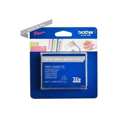 Afbeelding van Brother TZe MQL35 Tape Wit op grijs (12 mm)