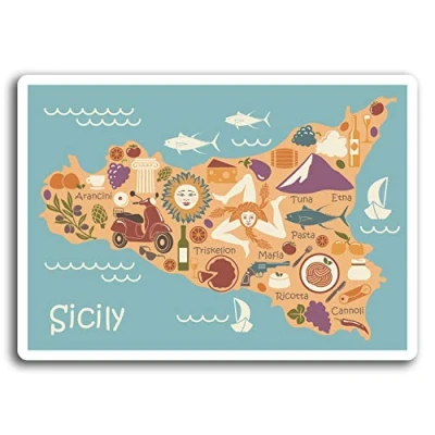 Afbeelding van 2 x 10 cm Sicilië Italië kaart vinyl stickers sticker laptop bagage cadeau # 19313 (10 breed)
