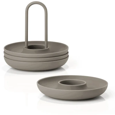Afbeelding van Zone Denmark Eierdopje Singles met houder Dia 11,2 x 9,5 cm 4 st. Taupe