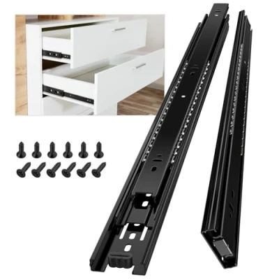 Afbeelding van AOLISHENG 1 paar metalen stalen lade kogellager lopers glijbanen 550mm, 3 vouwen volledige verlenging, zijmontage, zware 45 kg laadvermogen