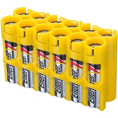 Afbeelding van Storacell By Powerpax Slimline Aaa Batterij Caddy, Zwart, Houdt 4 Batterijen Holds 12 Batteries Geel