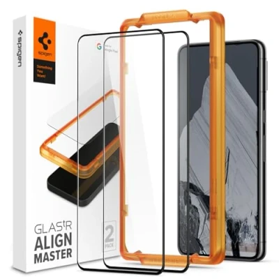 Afbeelding van Spigen AlignMaster Screenprotector compatibel met Google Pixel 8 Pro, 2 Stuks, Frame voor eenvoudige installatie, Volledige dekking, Case friendly, 9H Gehard Glas