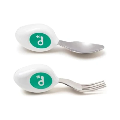 Afbeelding van Doddl Bestekset, peuter zelfvoedend bestek, lepel en vork, 12 maanden + (Aqua)