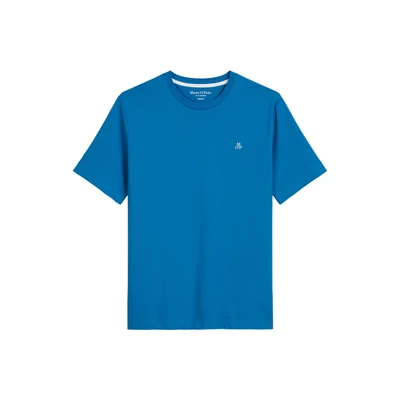Afbeelding van Marc O&#039;Polo Short Sleeve LOGO Print Tshirt basic, Heren, Maat: Small, Pacific blue