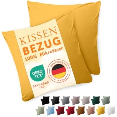 Afbeelding van Blumtal Kussensloop Microvezel Kussenhoes 40 x cm Spicy Mustard Met Rits Set van 2
