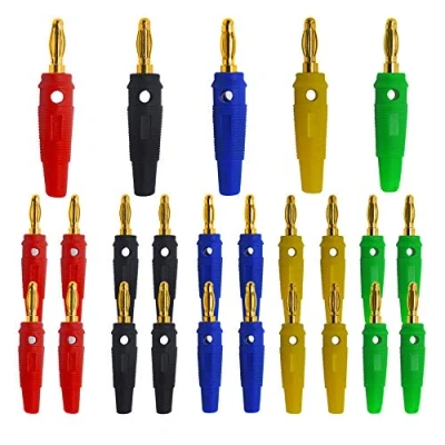 Afbeelding van senven elec 25 stuks beroep 4 mm connector voor bananenluidspreker, bananenconnector verguld, audiokabelluidspreker, geweldig gereedschap gebruik in audioapparatuur (type A) 5 kleuren.