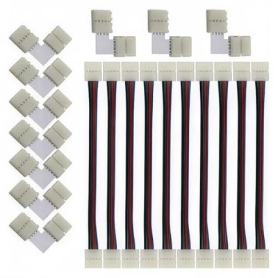 Afbeelding van CESFONJER LED Strip connector, (10+10 stuks) voor 10mm 4 polige RGB 5050 Stripe flexibele verbindingskabel, stekker, hoekverbinder, snelverbinder