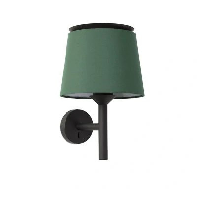 Afbeelding van Faro Lighting Savoy wandlamp met kap zwart, groen, E27