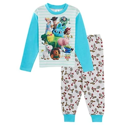 Afbeelding van Disney Toy Story 4 jongenspyjama voor kinderen, volledige lengte, Buzz Woody Forky Pjs set maat 7 8 jaar, wit