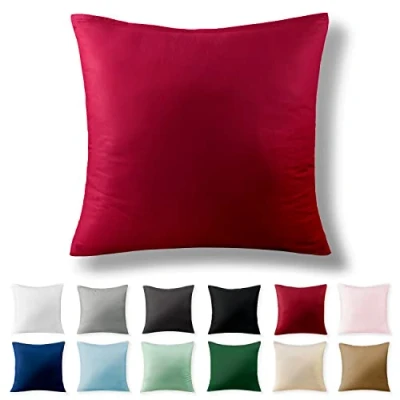 Afbeelding van Alreya Renforcé kussensloop 80 x cm 100% katoen met YKK ritssluiting, superzachte kussensloop, kussenhoes, Oeko Tex® standaard gecertificeerd, Rood, alleen