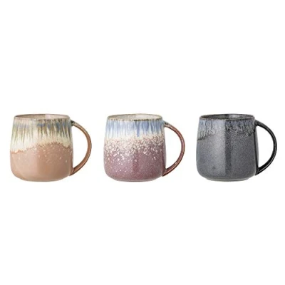 Afbeelding van Bloomingville Mokken, grijs, blauw, roze, bruin, keramiek, set van 3