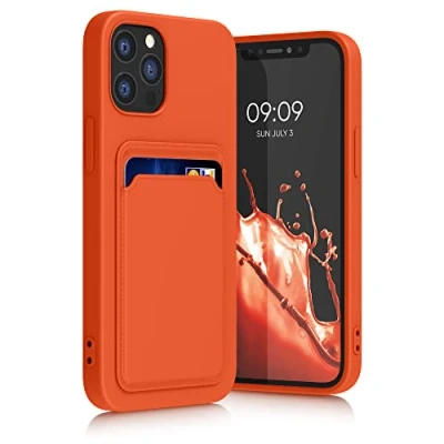 Afbeelding van kwmobile telefoonhoesje geschikt voor Apple iPhone 12 / Pro Hoesje met pasjeshouder TPU case in oranje