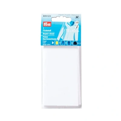 Afbeelding van PRYM 12 x 45 cm reparatietabel twill voor ironing on, wit
