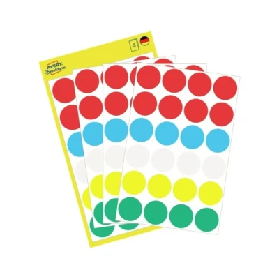 Afbeelding van Avery Ronde etiketten diameter 18 mm, geassorteerde kleuren, 96 stuks etiket