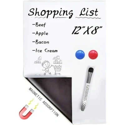 Afbeelding van Magnetisch droog wissen whiteboard blad voor koelkast, A4 formaat magneetherinneringsbord, planner bord of om te doen lijst whiteboard, 2magneten + 1whiteboard pen