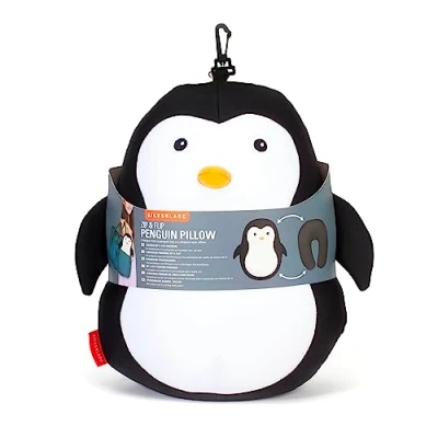 Afbeelding van Kikkerland Zip en Flip Pinguïn Reiskussen Knuffel Nekkussen Ideaal voor onderweg